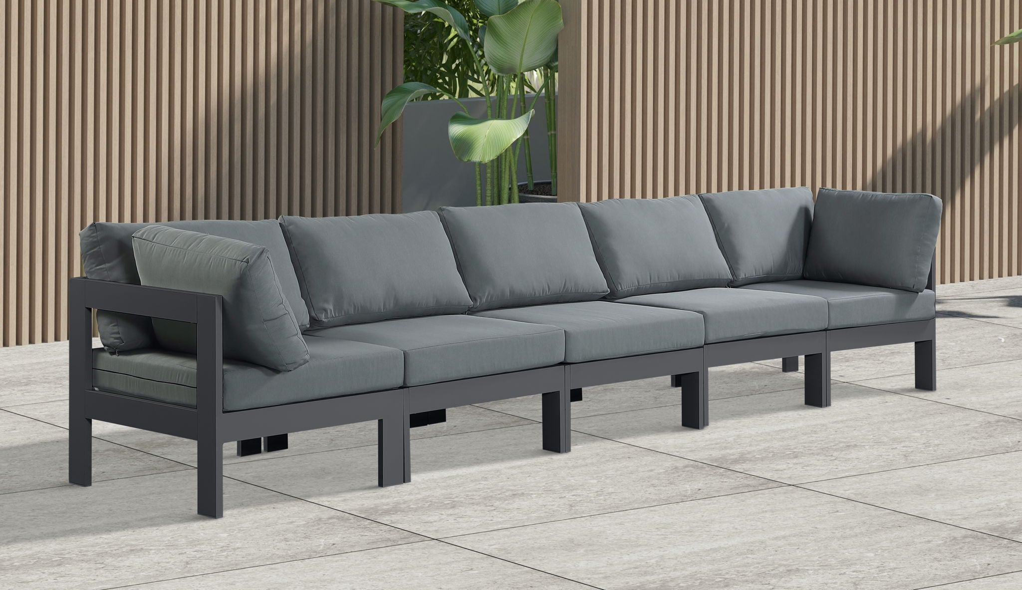 Nizuc - Outdoor Patio 5 Seat Modular Sofa With Gray Frame - Urban Living Furniture (Los Angeles, CA)