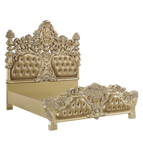 Seville - Eastern King Bed - Synthetic Leather & Gold - Urban Living Furniture (Los Angeles, CA)