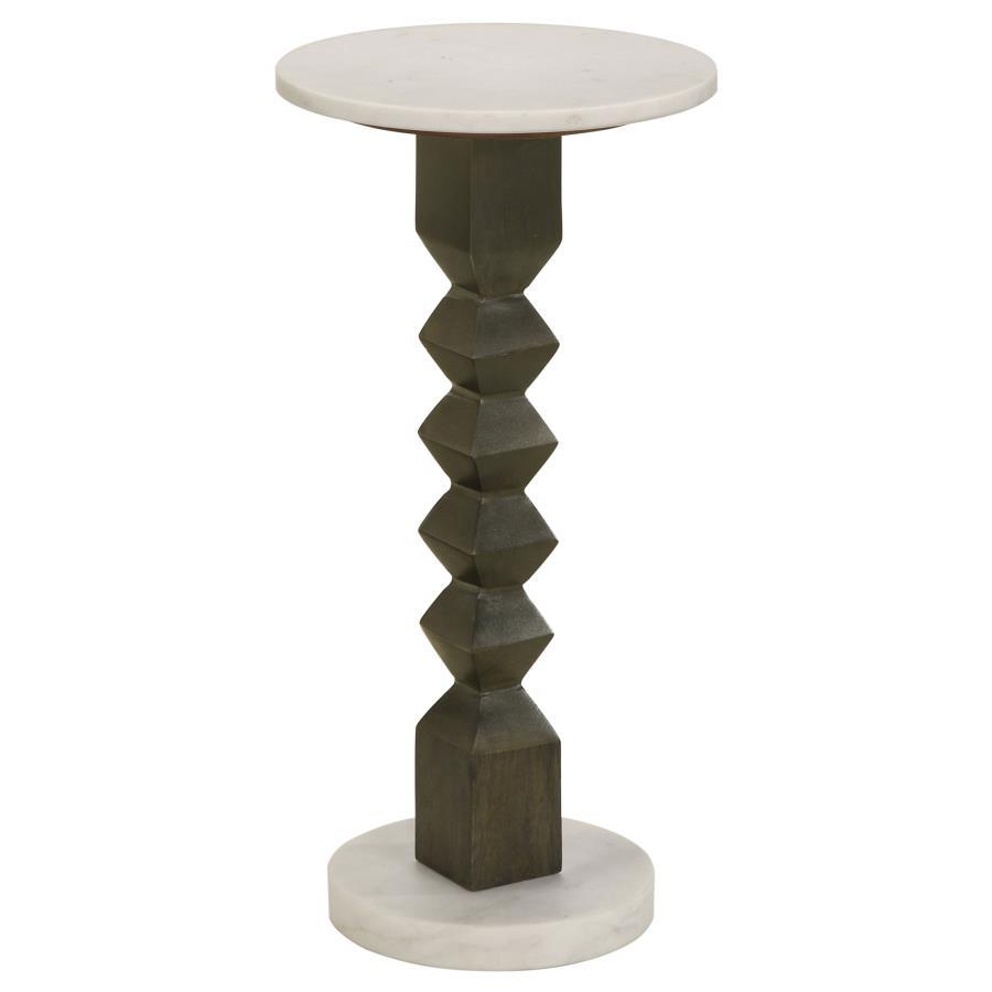 Colette - Round Marble Top Side Table - White And Dark Gray - Urban Living Furniture (Los Angeles, CA)