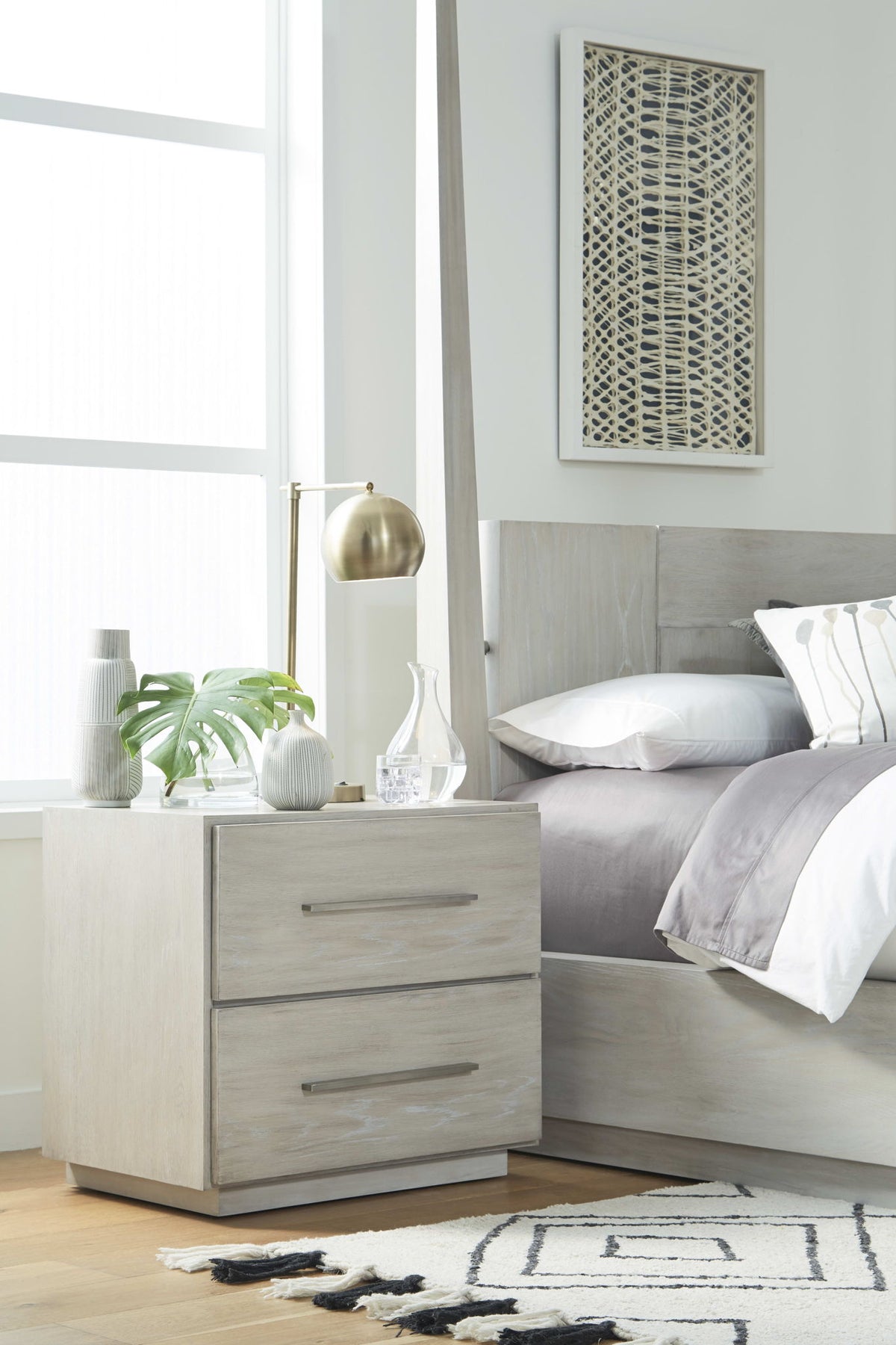 Destination - Two Drawer Nightstand - Cotton Gray