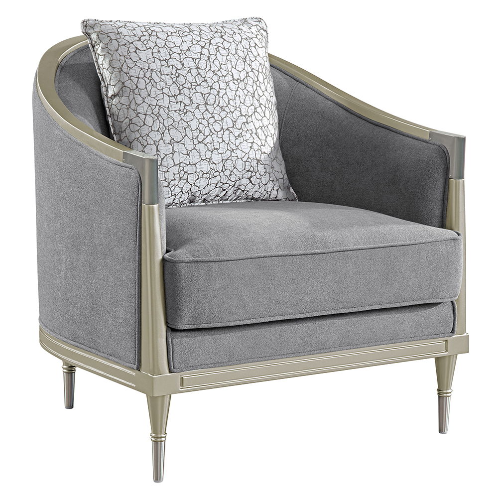Fernando - Chair With Pillow - Gray Chenille & Champagne - Urban Living Furniture (Los Angeles, CA)