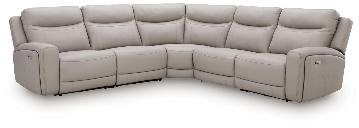 Gravier - 5-Piece Power Reclining Sectional - Gray
