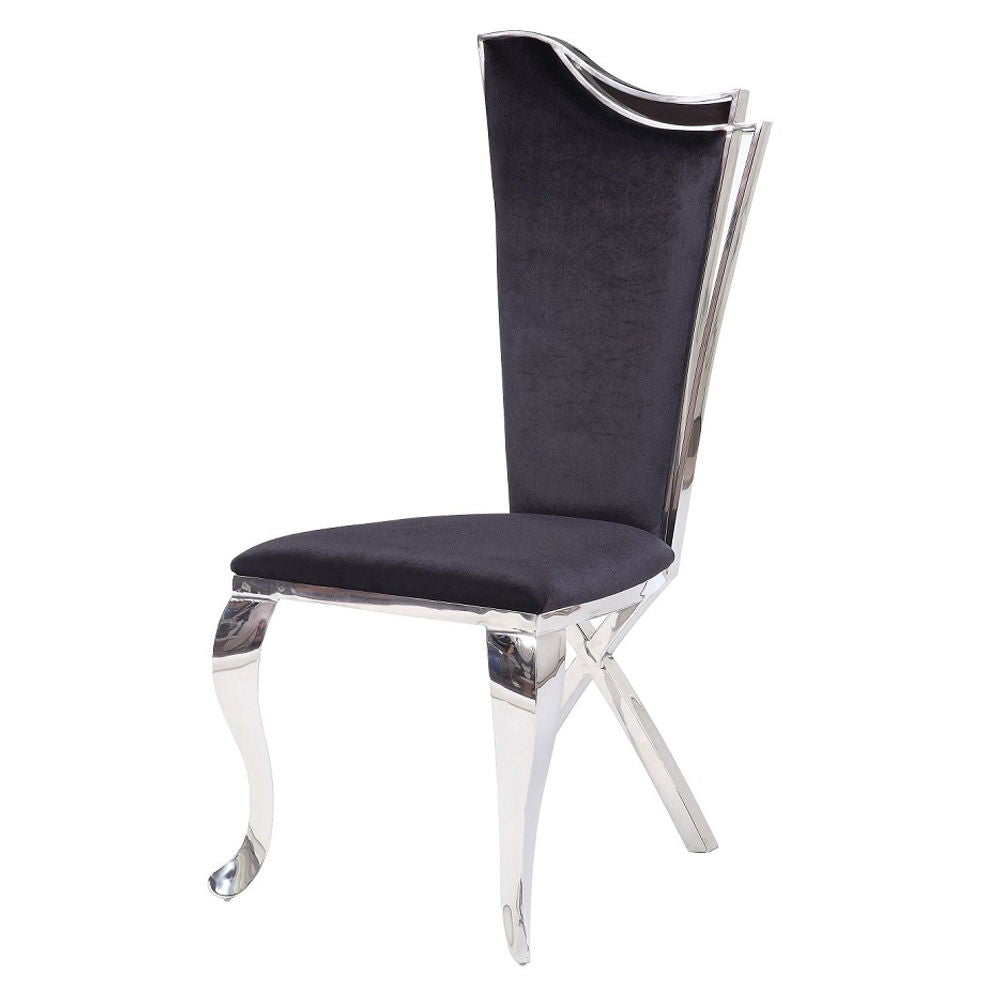 Cyrene - Side Chair (Set of 2) - Black Fabric & Stainless Steel