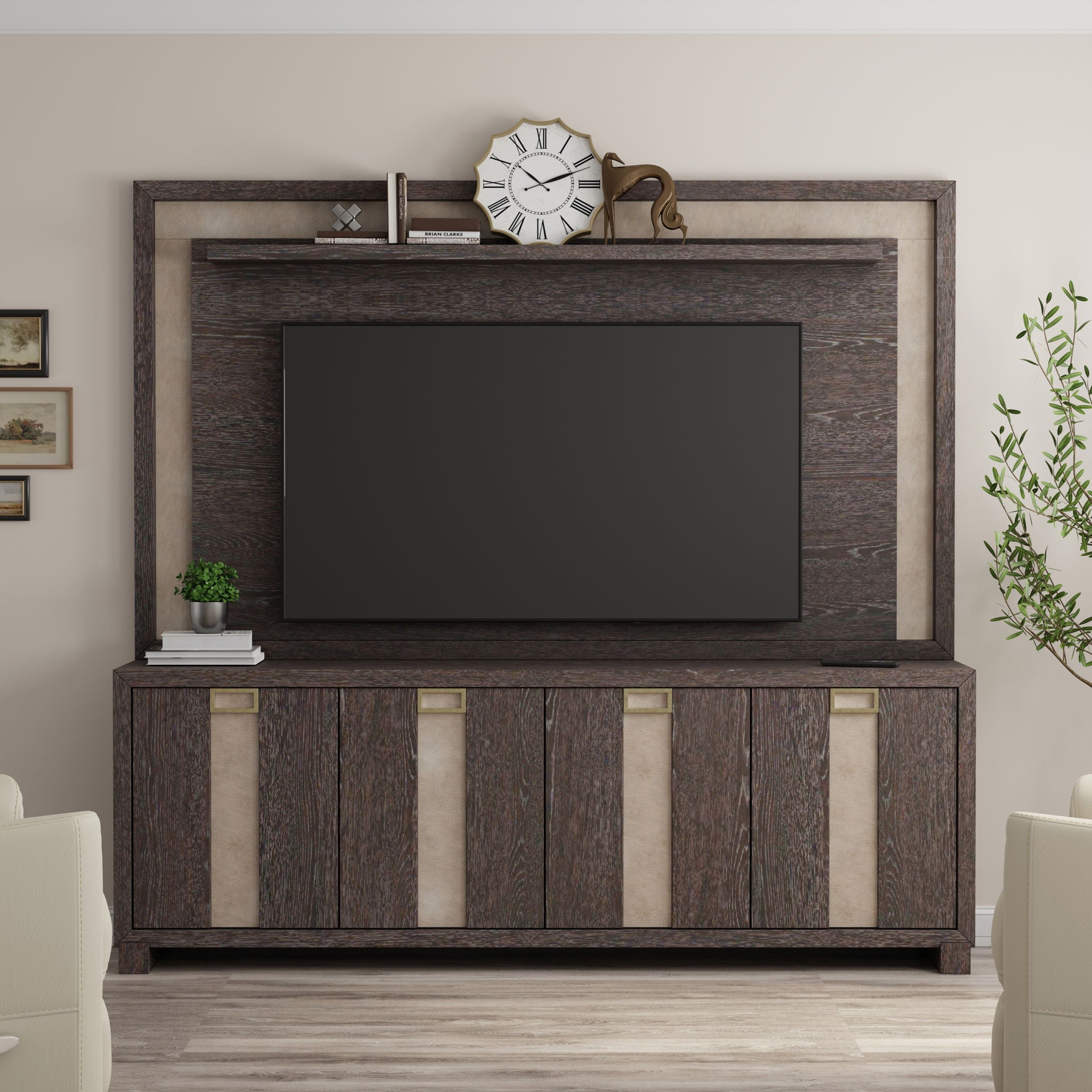 Ascent - 90" TV Console With Hutch And Back Panel - Dark Chocolate - Urban Living Furniture (Los Angeles, CA)