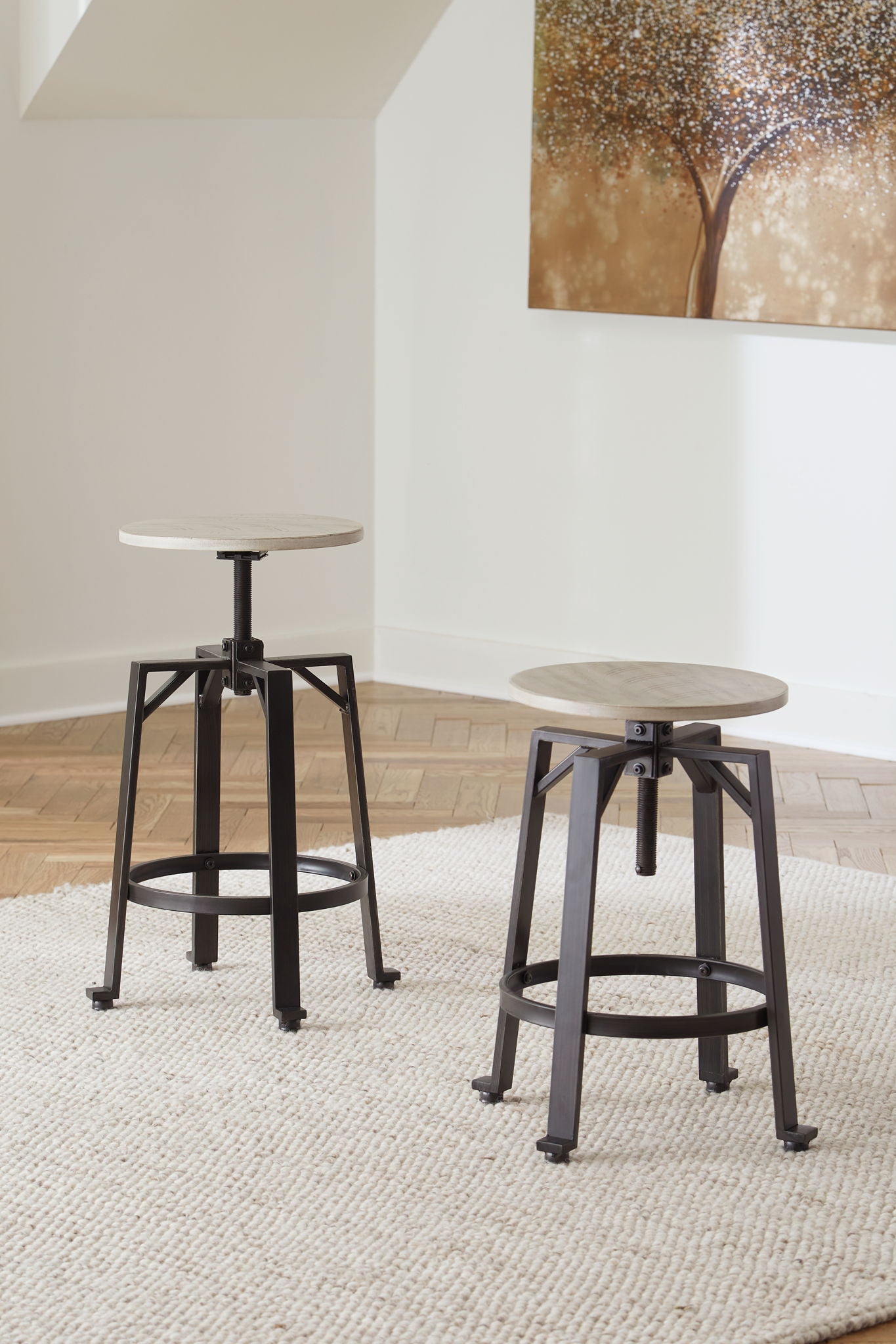 Karisslyn - Whitewash / Black - Swivel Stool (Set of 2) - Urban Living Furniture (Los Angeles, CA)