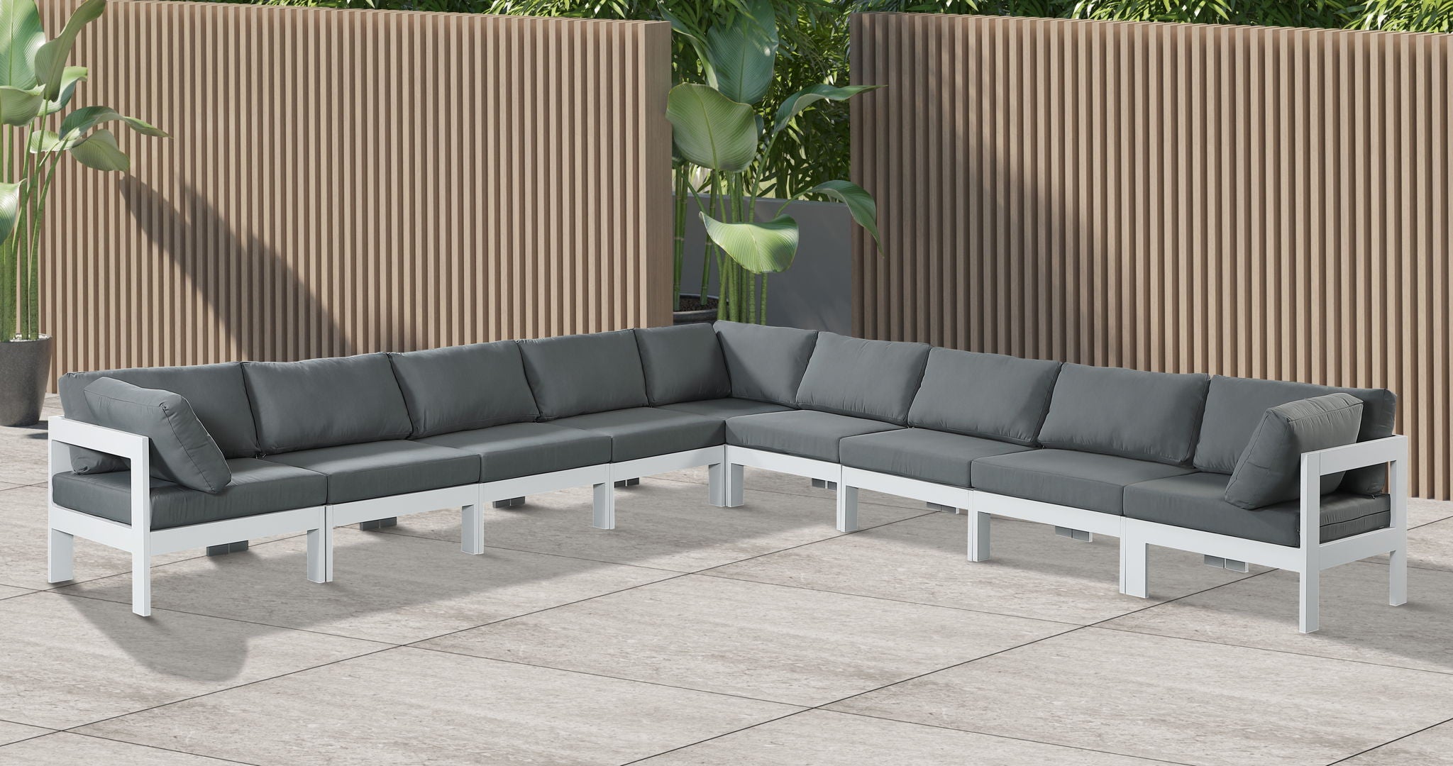 Nizuc - Outdoor Patio 9 Piece Modular Sectional With White Frame - Urban Living Furniture (Los Angeles, CA)