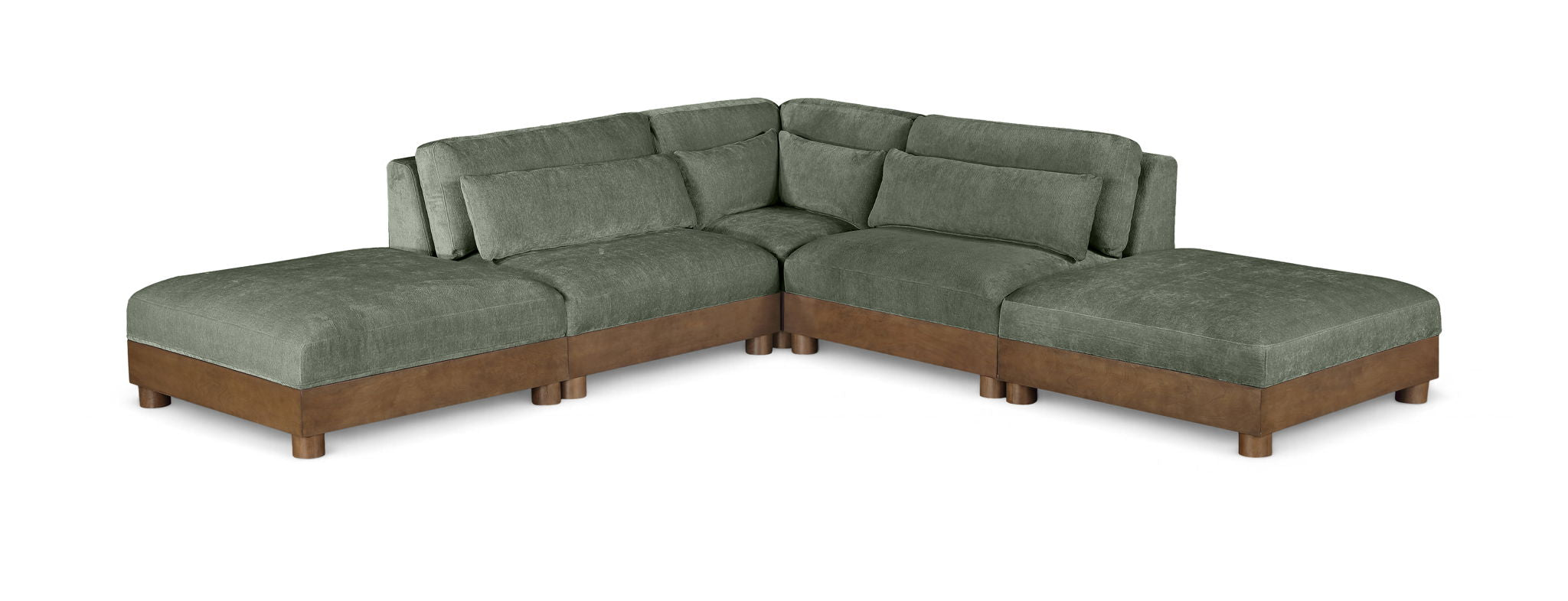Turin - Chenille Fabric Upholstered Modular Sectional - Green