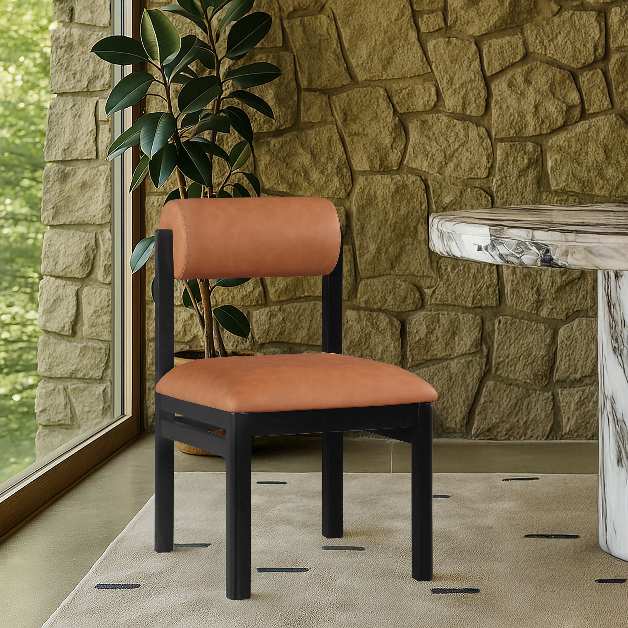 Roundhill - Faux Leather Dining Chair (Set of 2) - Black Frame - Urban Living Furniture (Los Angeles, CA)