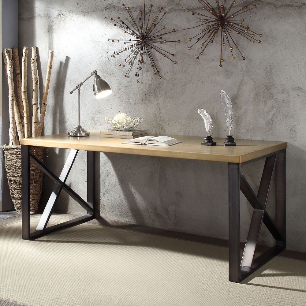 Jennavieve - Executive Writing Desk - Gold Aluminum - Urban Living Furniture (Los Angeles, CA)