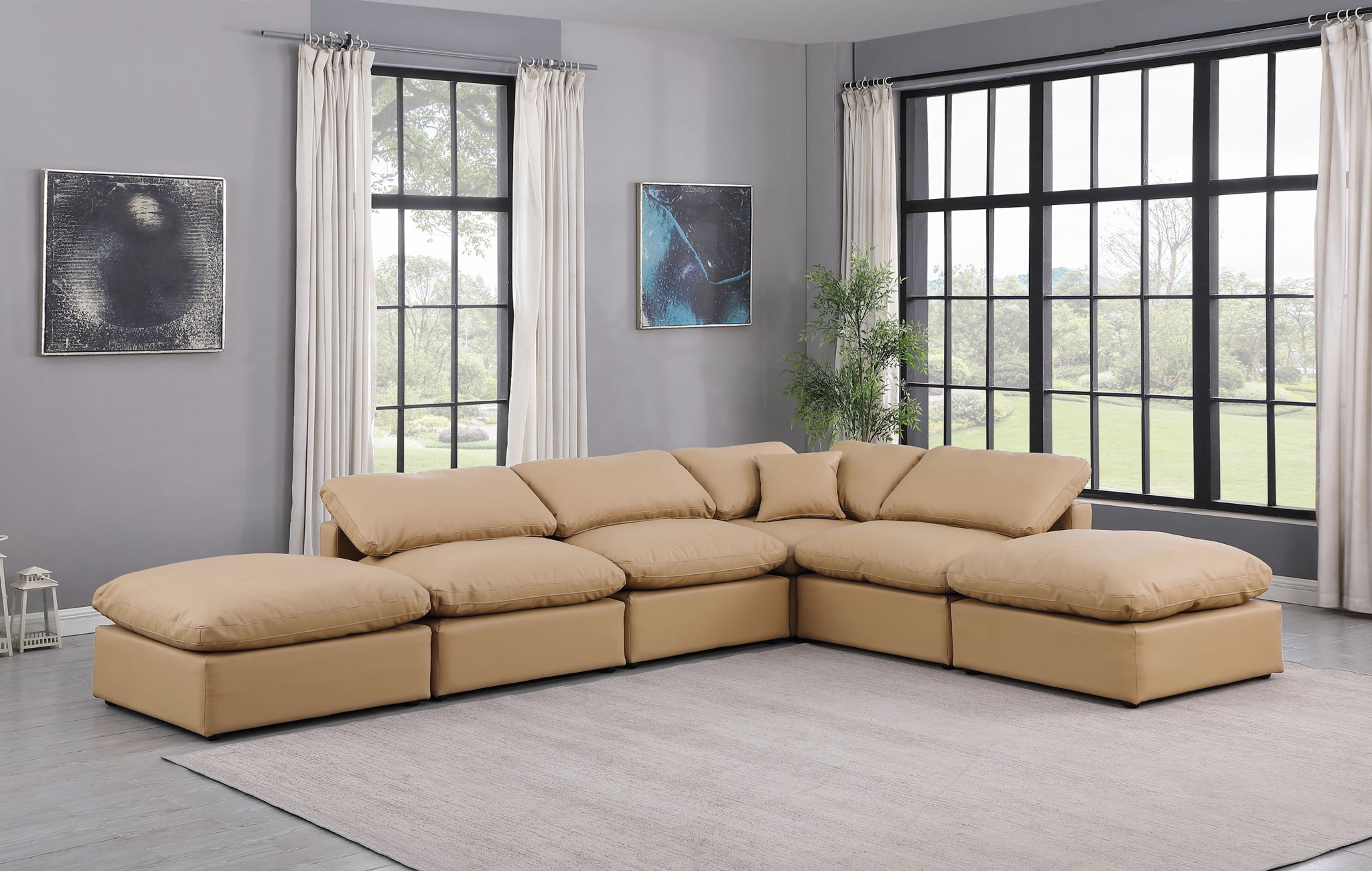 Indulge - Faux Leather 6 Piece Modular Armless Sectional - Tan - Urban Living Furniture (Los Angeles, CA)