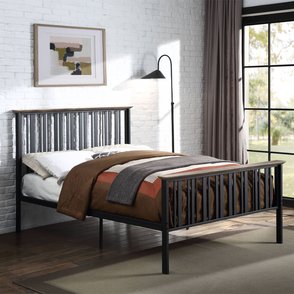 Zudora - Full Bed - Antique Oak & Black - Urban Living Furniture (Los Angeles, CA)