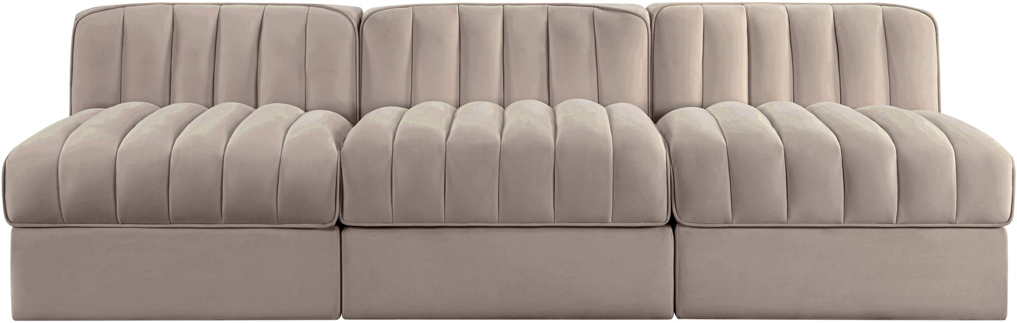 Rummi - Velvet Performance Fabric Upholstered 3 Piece Modular Armless Sofa - Urban Living Furniture (Los Angeles, CA)