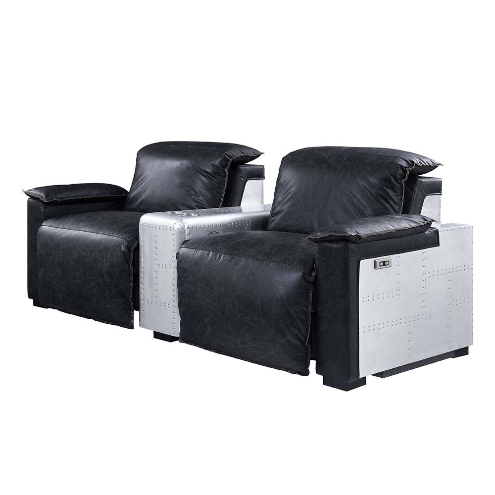 Misezon - Power Motion Recliner - Black Top Grain Leather & Aluminum - Urban Living Furniture (Los Angeles, CA)