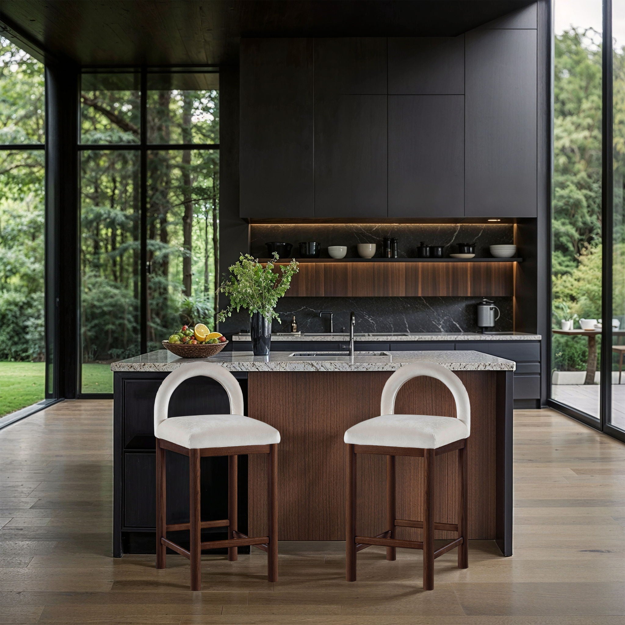Conrad - Velvet Counter Stool With Brown Legs - Urban Living Furniture (Los Angeles, CA)