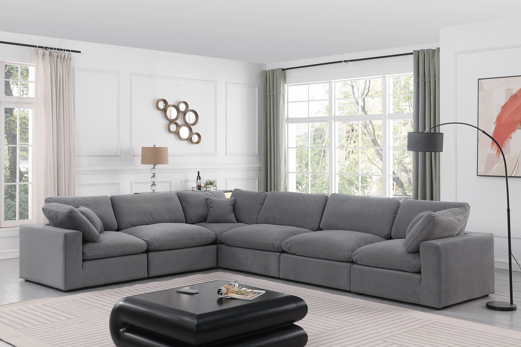 Comfy - 6 Piece Velvet Modular Corner Sectional - Urban Living Furniture (Los Angeles, CA)