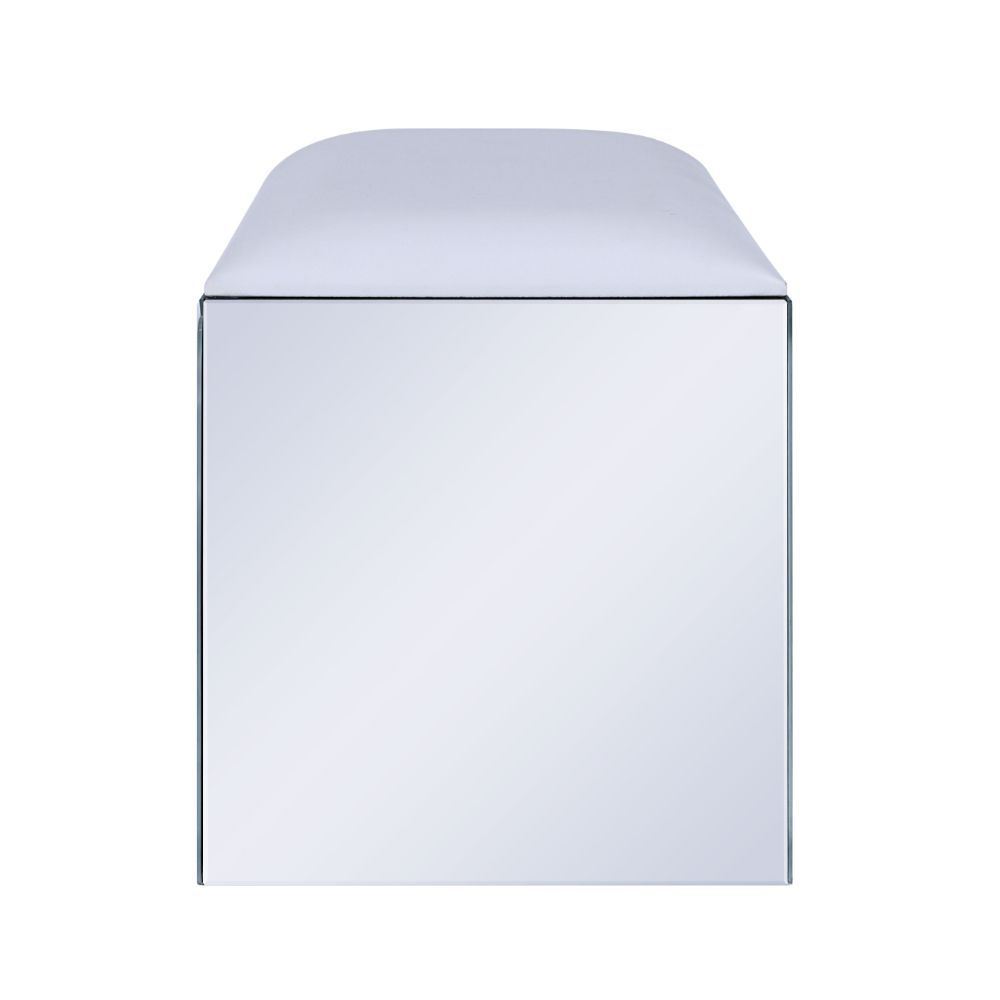 Noralie - Vanity Stool - Synthetic Leather , Mirrored & Faux Diamonds - Urban Living Furniture (Los Angeles, CA)