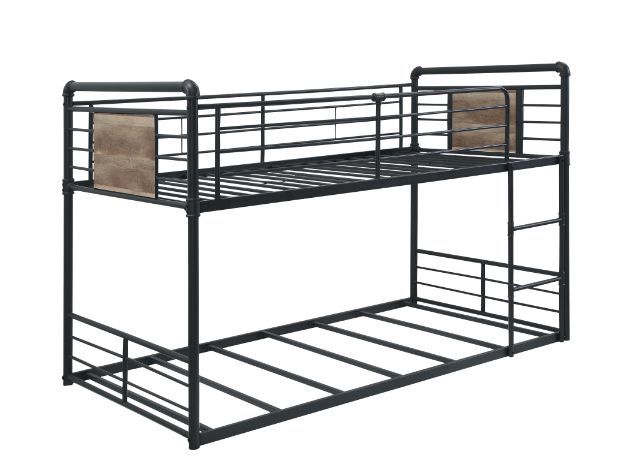 Cordelia - Twin Over Twin Bunk Bed - Antique Oak, Sandy Black & Dark Bronze Hand-Brushed Finish - Urban Living Furniture (Los Angeles, CA)