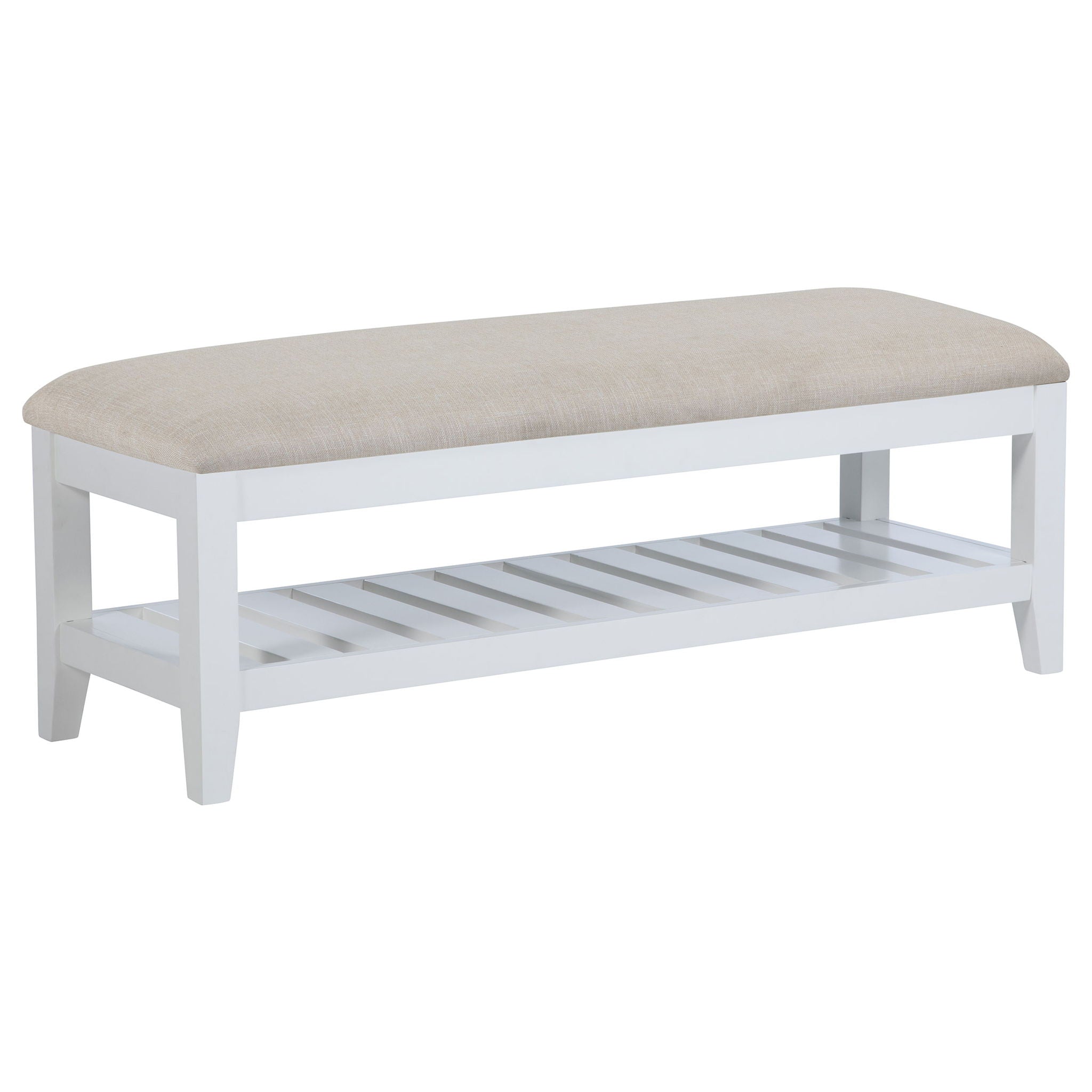 Bexhill - Upholstered Rectangular Bench With Shelf - White - Urban Living Furniture (Los Angeles, CA)