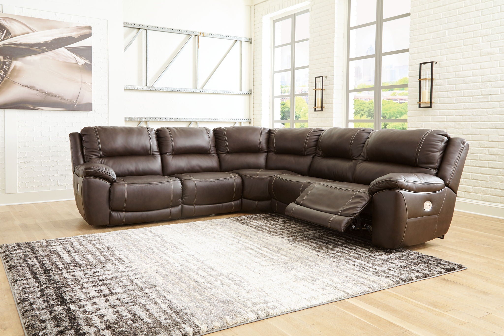 Dunleith - Chocolate - 5-Piece Power Reclining Sectional - Urban Living Furniture (Los Angeles, CA)