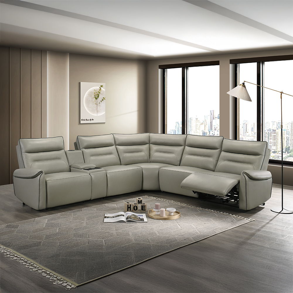 Jayke - Power Motion Sectional Sofa - Light Gray Top Grain Leather Match - Urban Living Furniture (Los Angeles, CA)