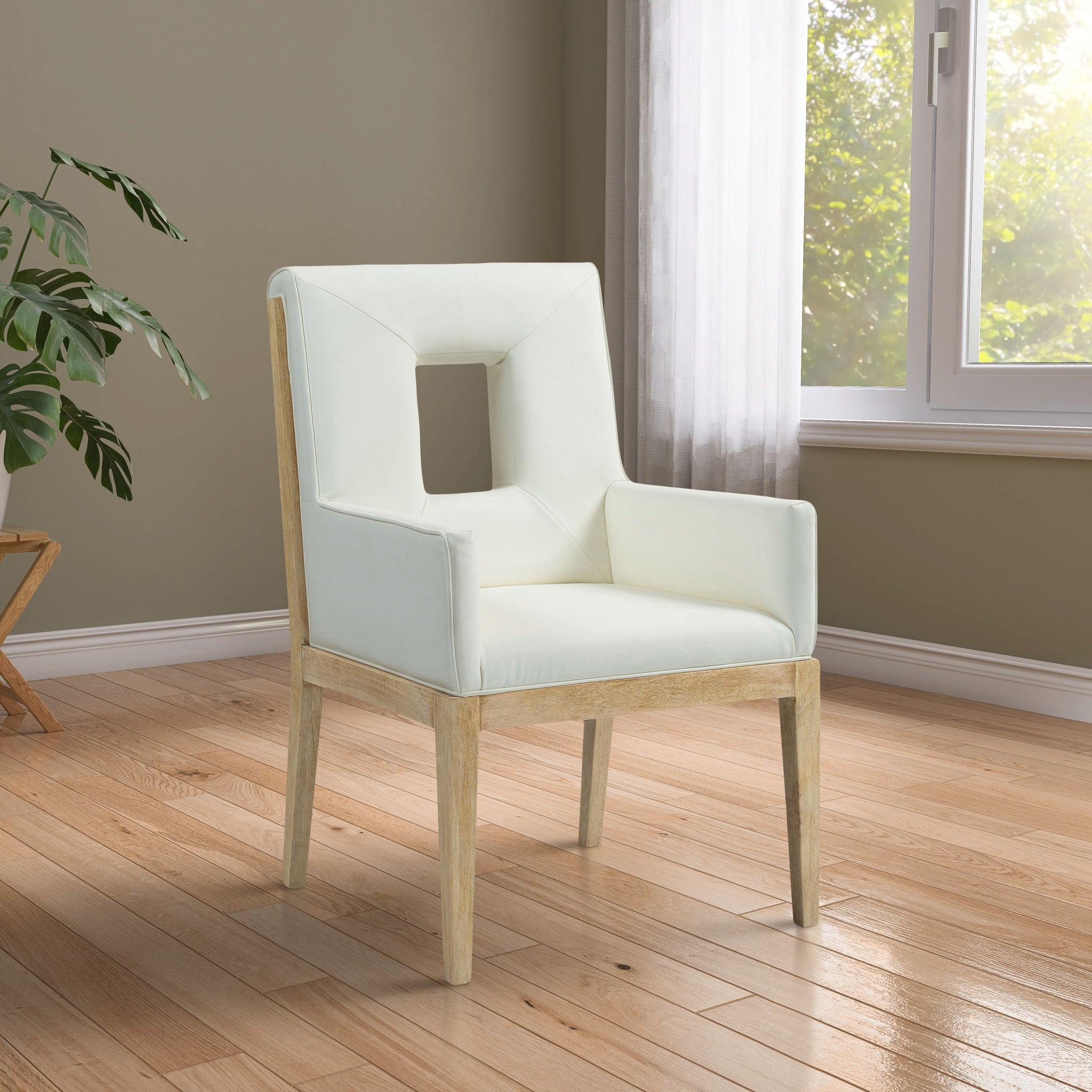 Gwendolyn - Faux Leather Dining Arm Chair With Natural Frame - Urban Living Furniture (Los Angeles, CA)
