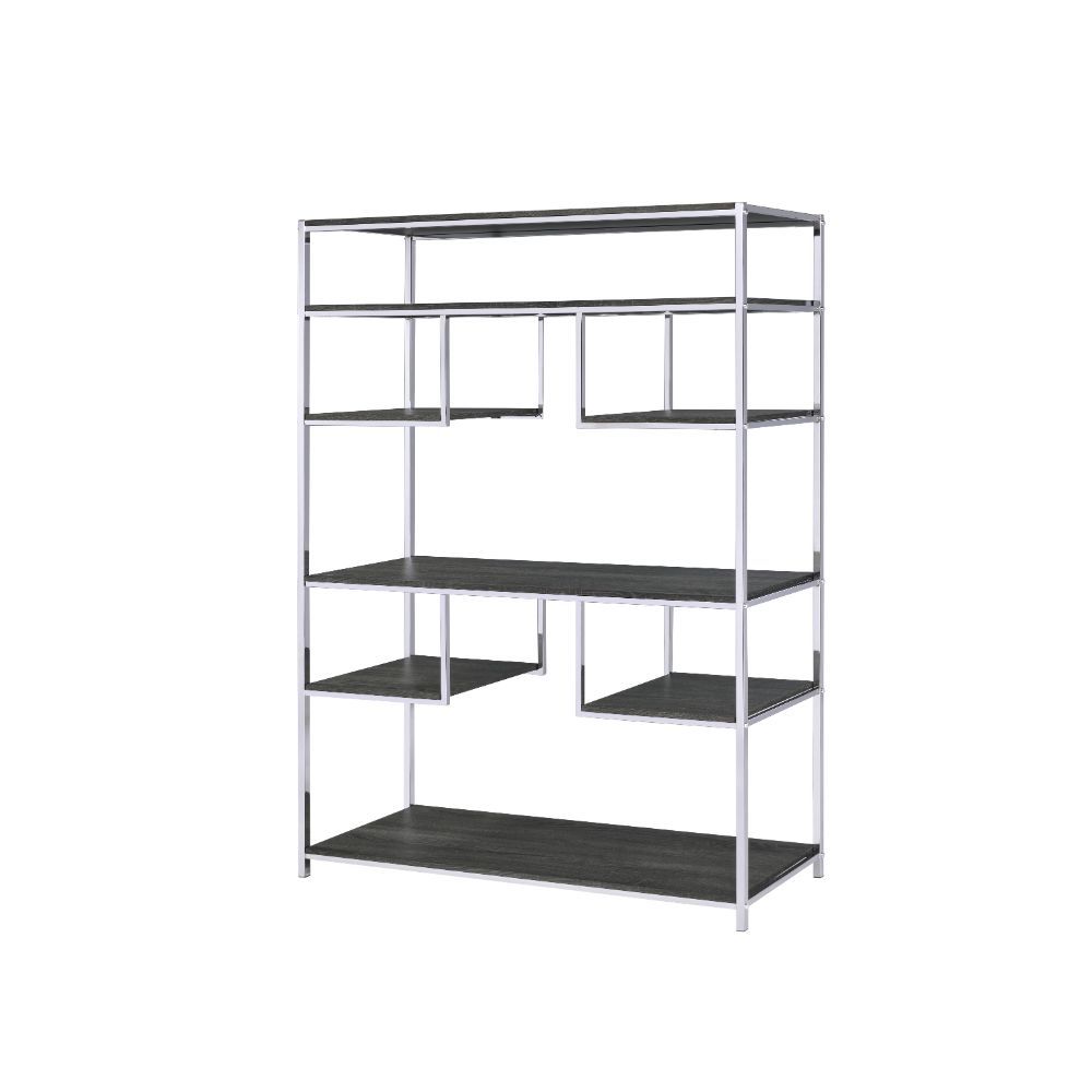 Vonara - Bookshelf - Rustic Gray Oak & Chrome - Urban Living Furniture (Los Angeles, CA)