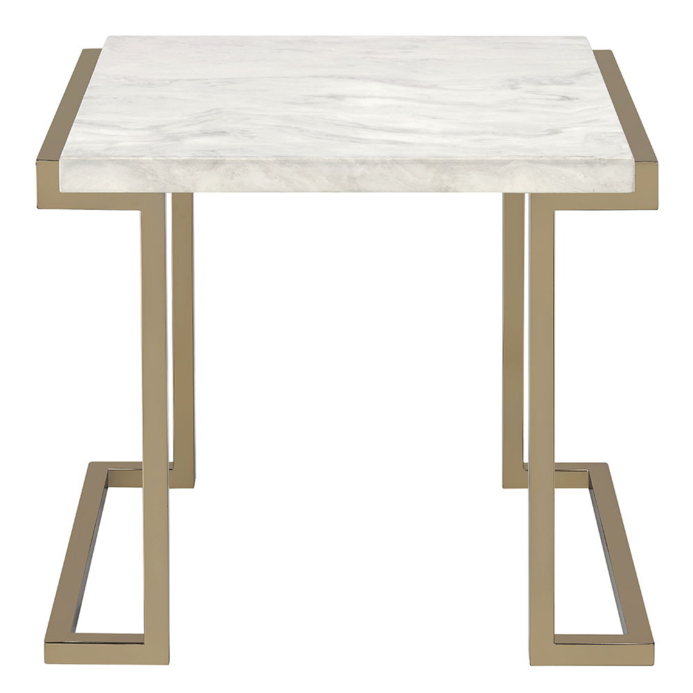 Boice II - End Table - Faux Marble Top & Champagne - Urban Living Furniture (Los Angeles, CA)