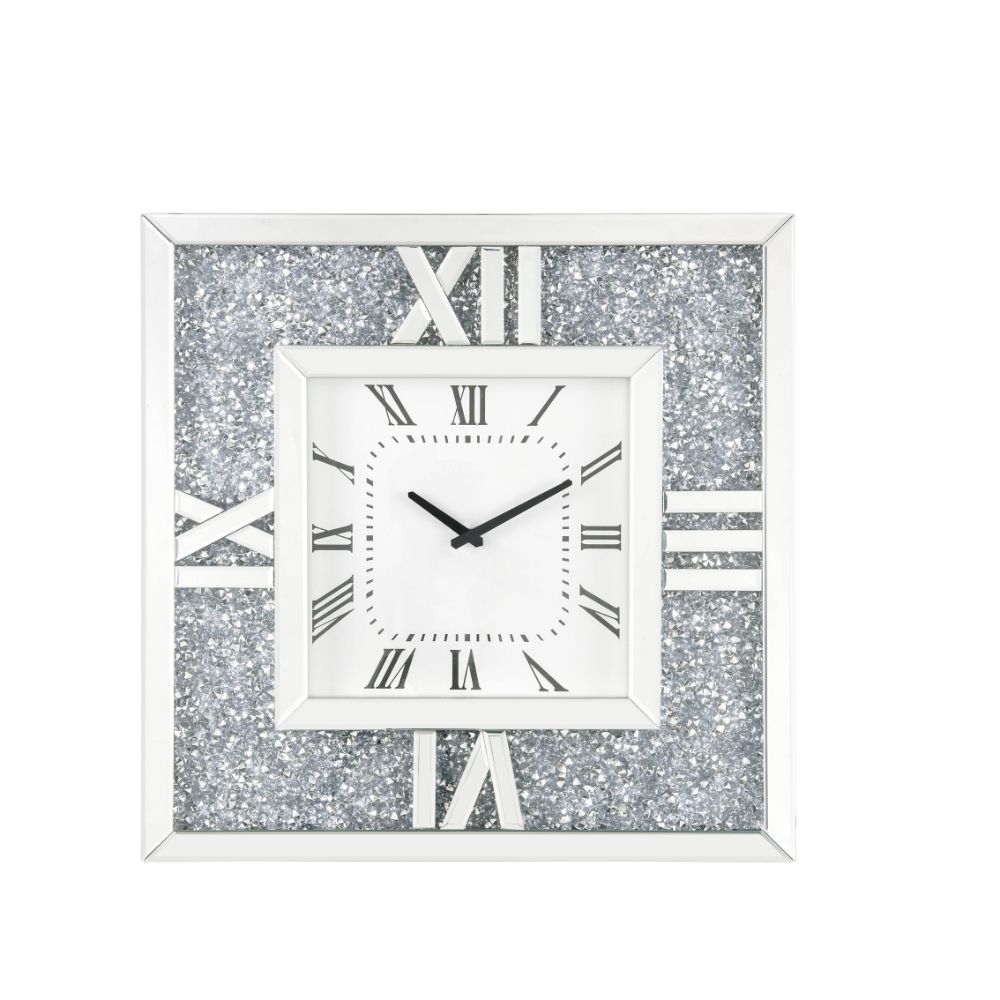 Noralie - 24" Wall Clock - Mirrored & Faux Diamonds - Urban Living Furniture (Los Angeles, CA)