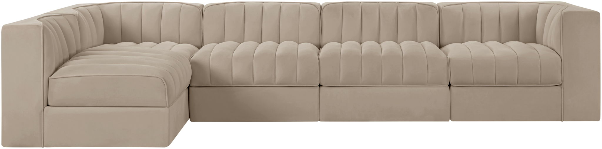 Rummi - Velvet Performance Fabric Upholstered 5 Piece Modular Sectional, L-Shaped (Right) - Urban Living Furniture (Los Angeles, CA)