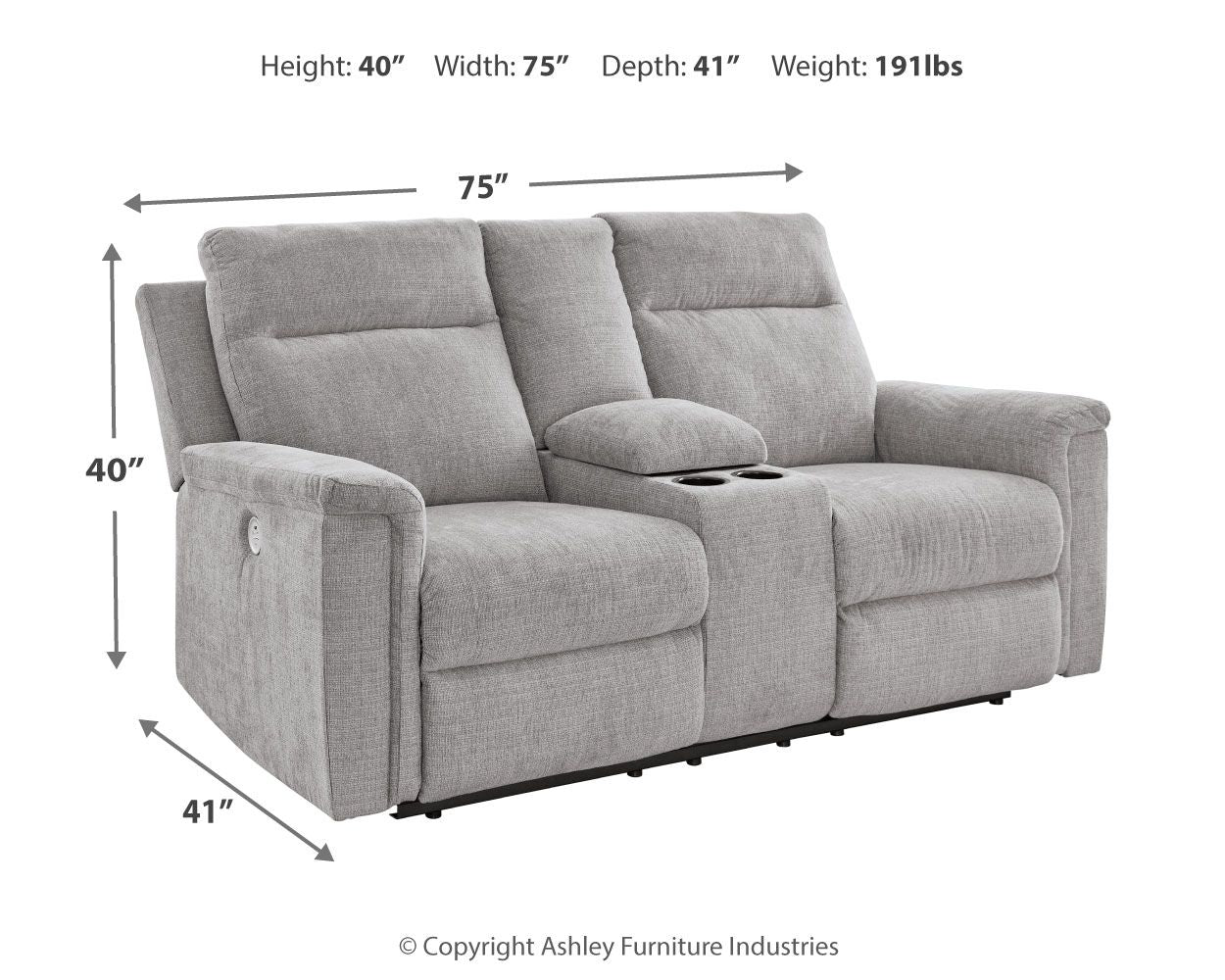 Barnsana - Dbl Power Reclining Loveseat With Console - Urban Living Furniture (Los Angeles, CA)