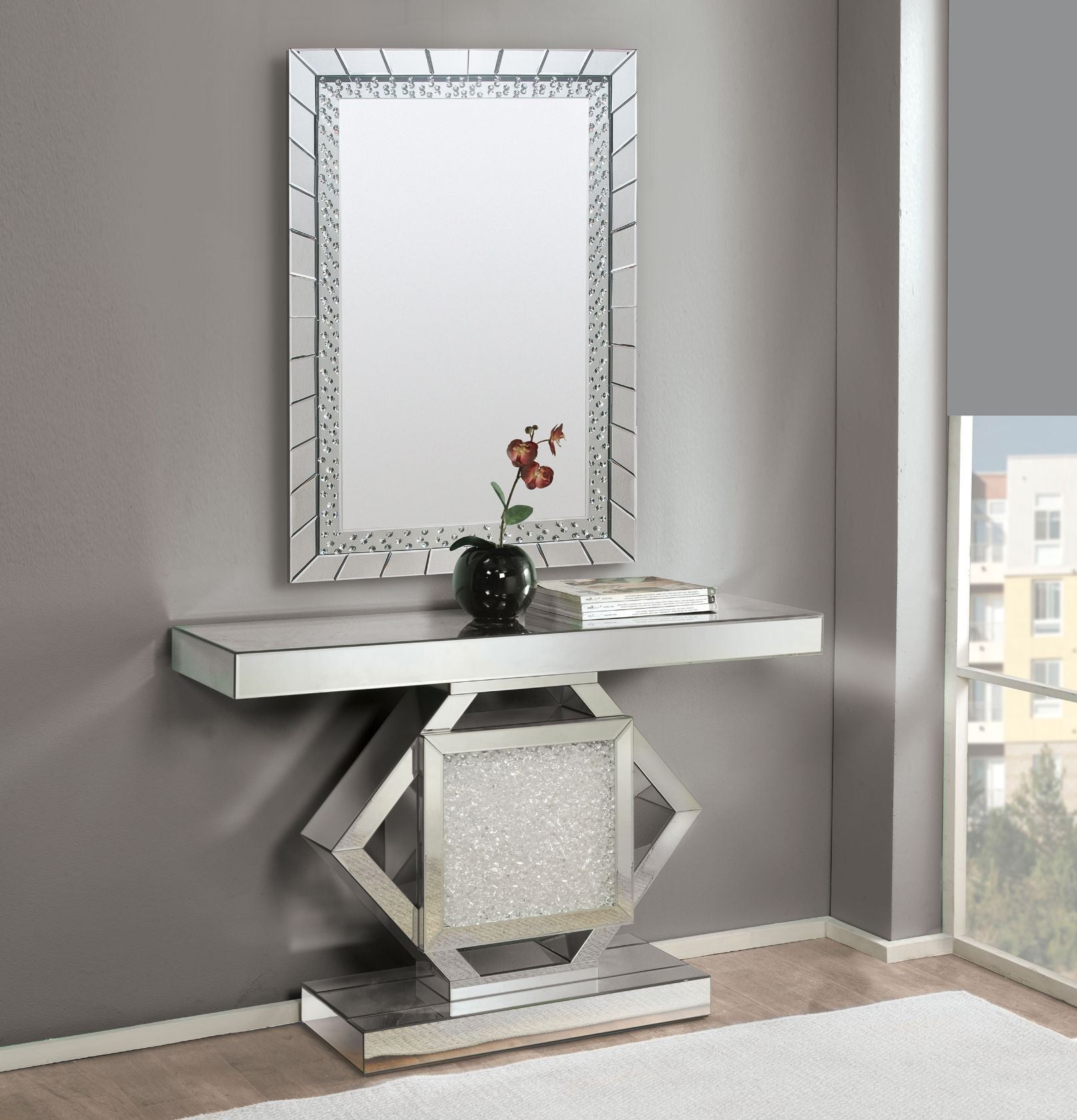 Nowles - Console Table - Mirrored & Faux Stones - Urban Living Furniture (Los Angeles, CA)