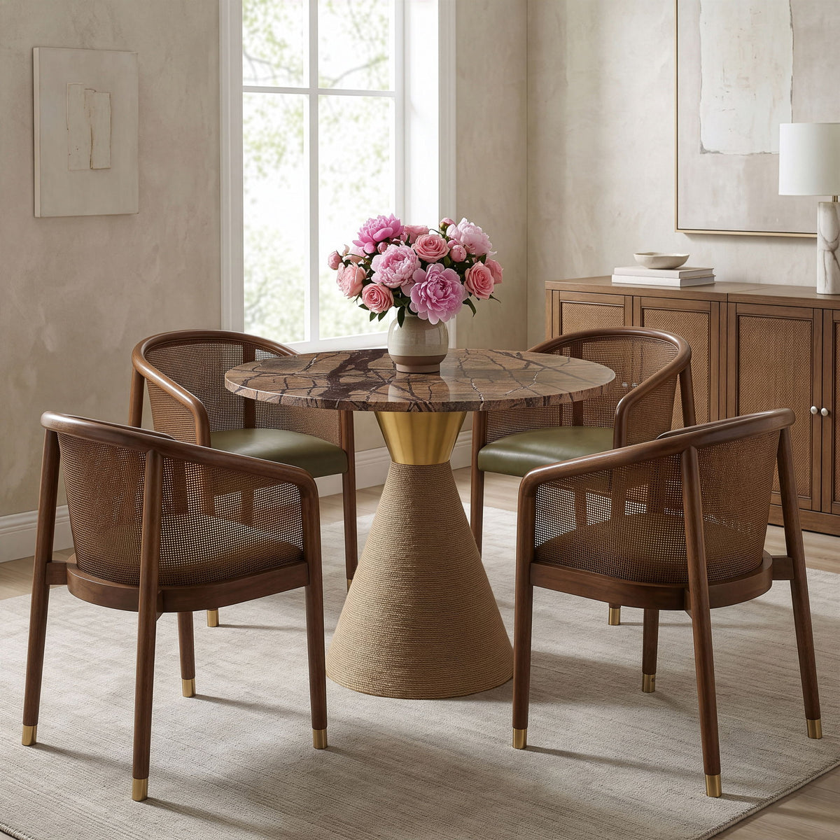 Baleen - Genuine Marble And Jute Dining Table