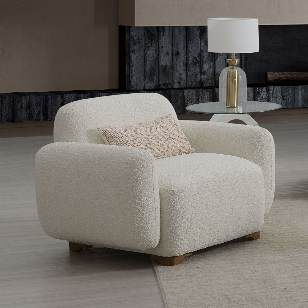 Darius - Chair With Pillow - Beige Boucle - Urban Living Furniture (Los Angeles, CA)