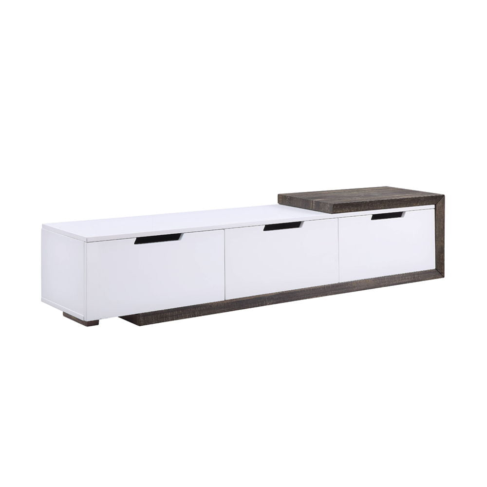 Orion - TV Stand - White High Gloss & Rustic Oak - Urban Living Furniture (Los Angeles, CA)