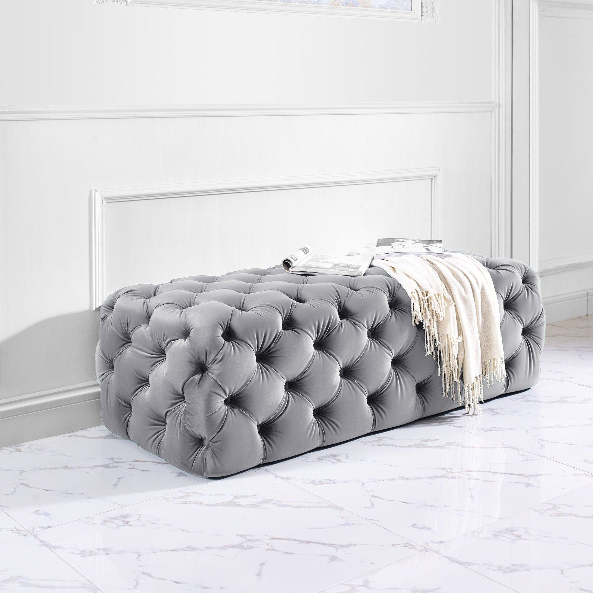 Kaylee - Velvet Ottoman - Urban Living Furniture (Los Angeles, CA)