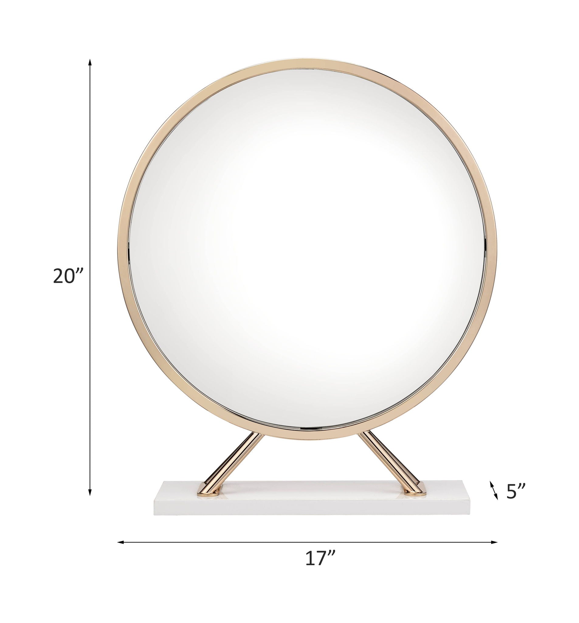 Midriaks - Mirror & Stool - Synthetic Leather , White & Gold - Urban Living Furniture (Los Angeles, CA)