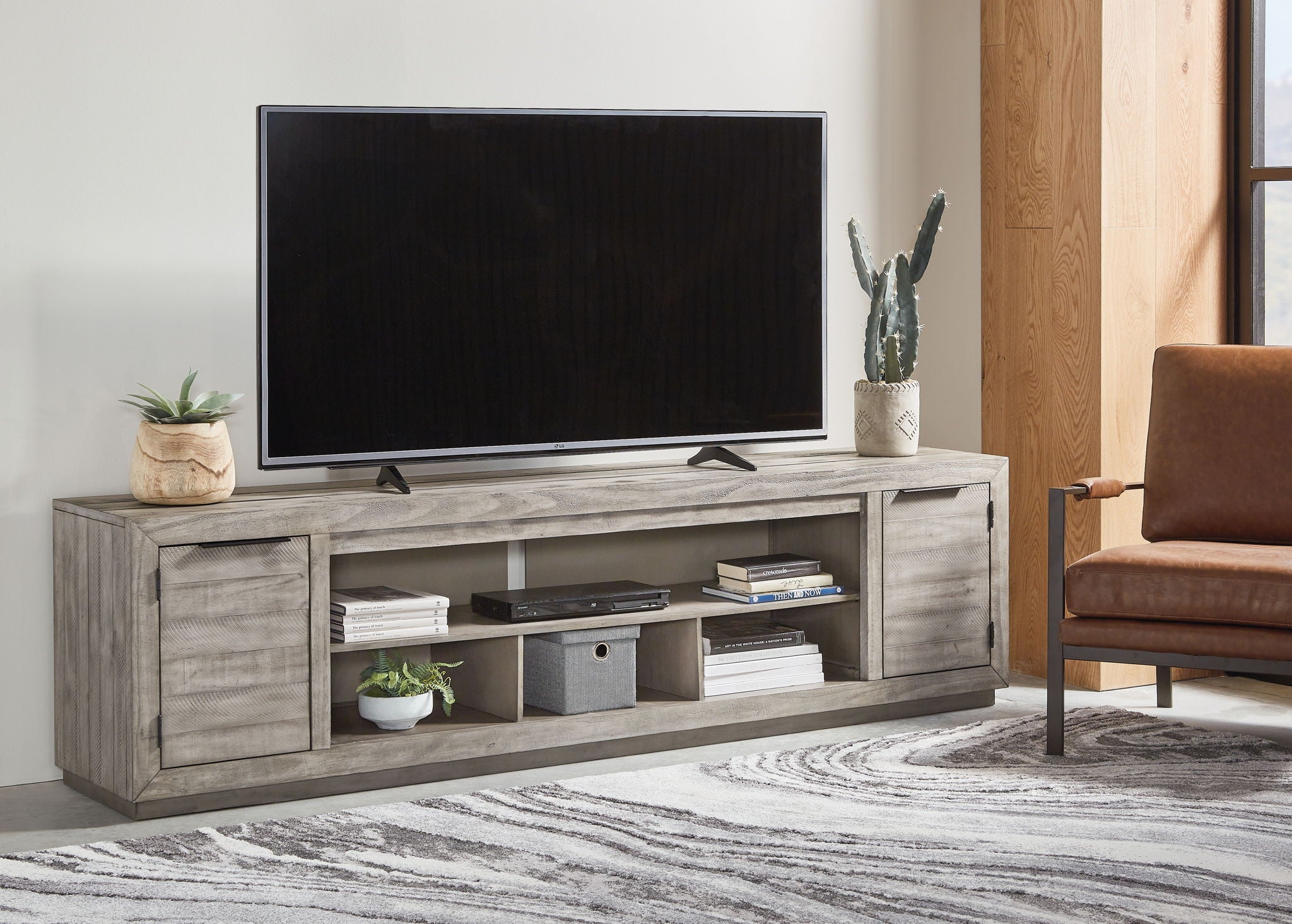 Naydell - Gray - 92" TV Stand with Wide Fireplace Insert - Urban Living Furniture (Los Angeles, CA)
