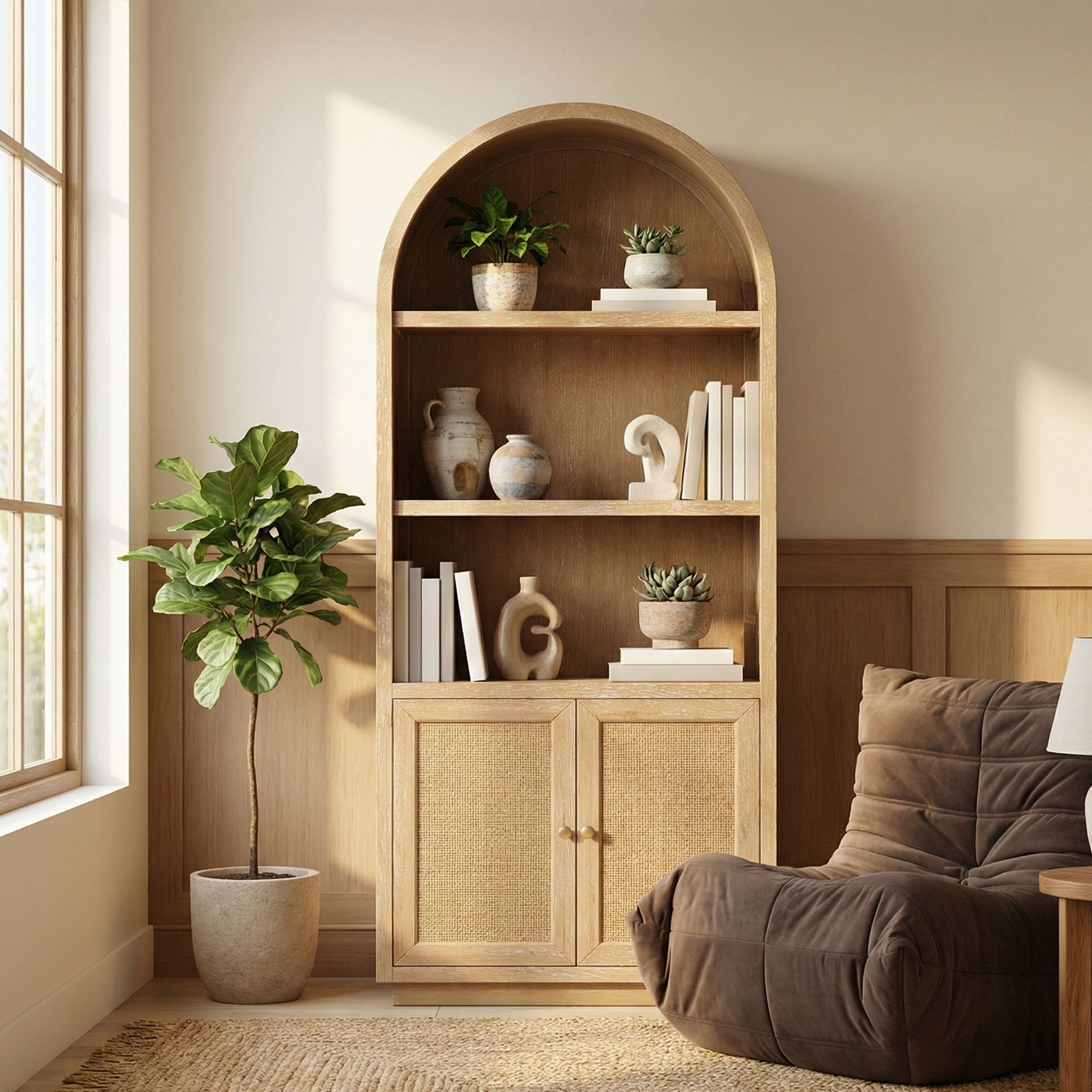 Botanical - Oak Veneer And Solid Wood Bookcase - Urban Living Furniture (Los Angeles, CA)