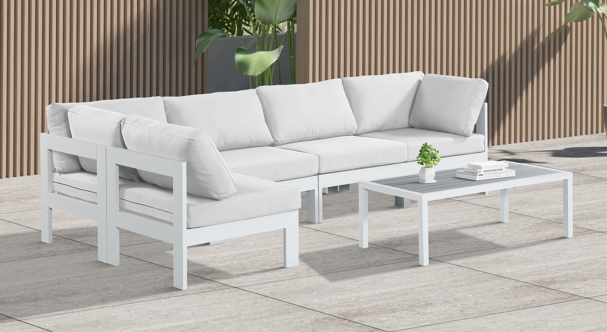 Nizuc - Outdoor Patio 5 Piece Modular Sectional With White Frame - Urban Living Furniture (Los Angeles, CA)