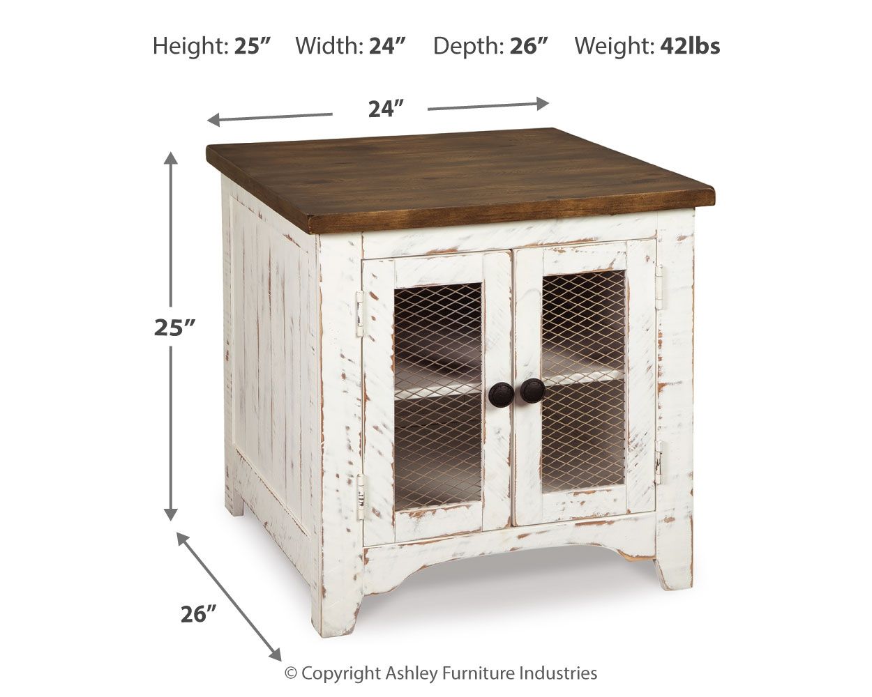Wystfield - Rectangular End Table - 2 Doors - White / Brown - Urban Living Furniture (Los Angeles, CA)