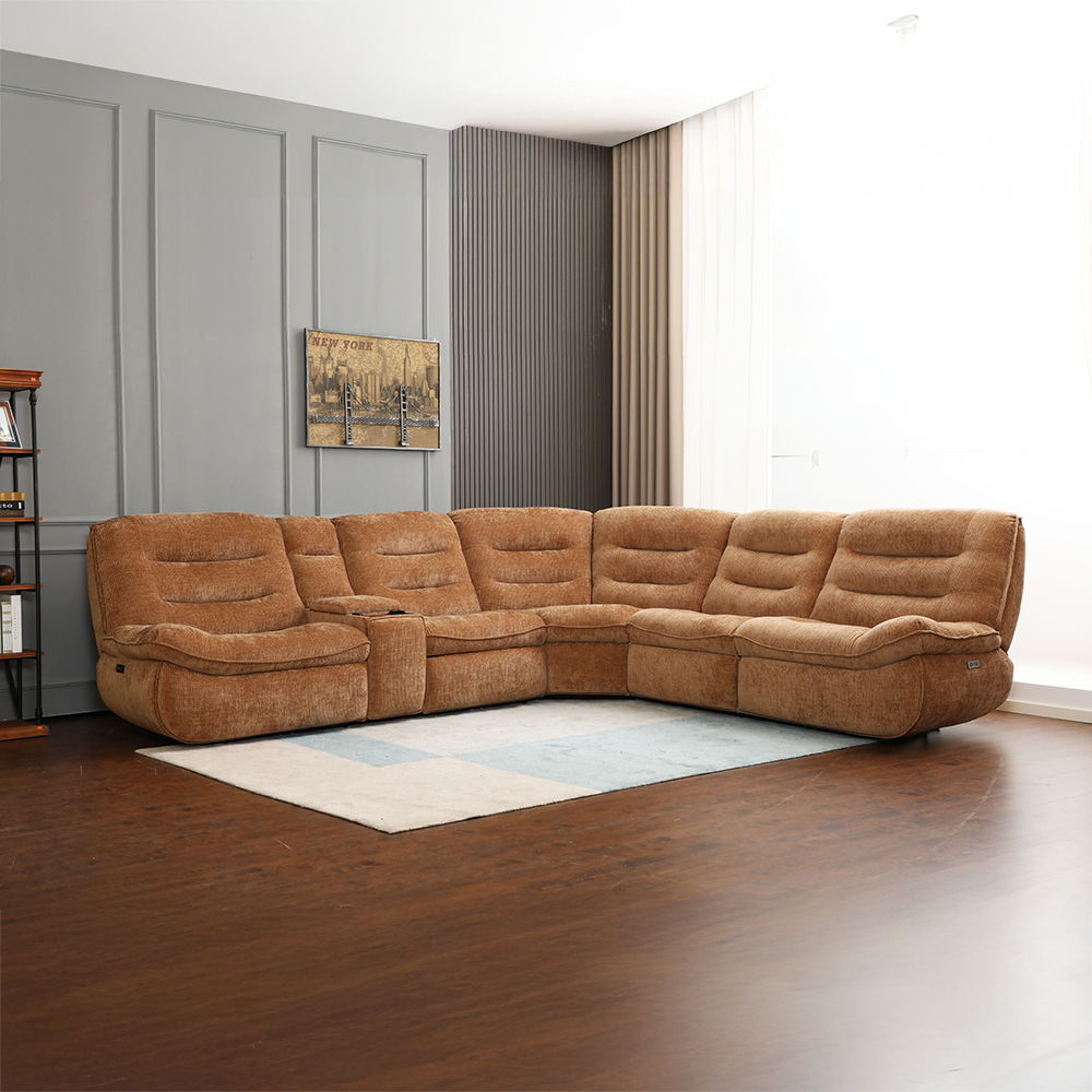 Emmy - Power Motion Sectional Sofa - Orange Chenille - Urban Living Furniture (Los Angeles, CA)
