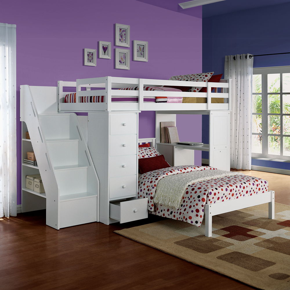 Freya - Twin Loft Bed With Storage - White - Urban Living Furniture (Los Angeles, CA)