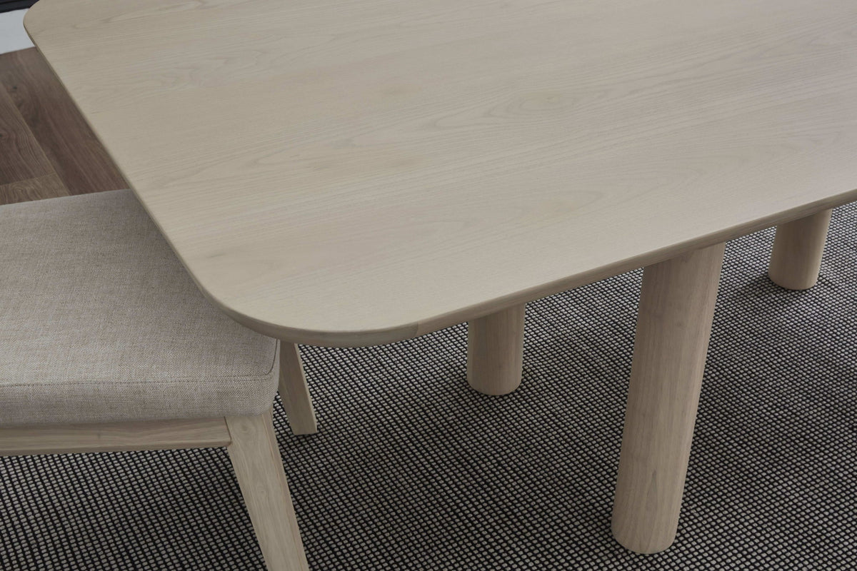 Liv - Ash Wood Rectangular Dining Table - White Sand