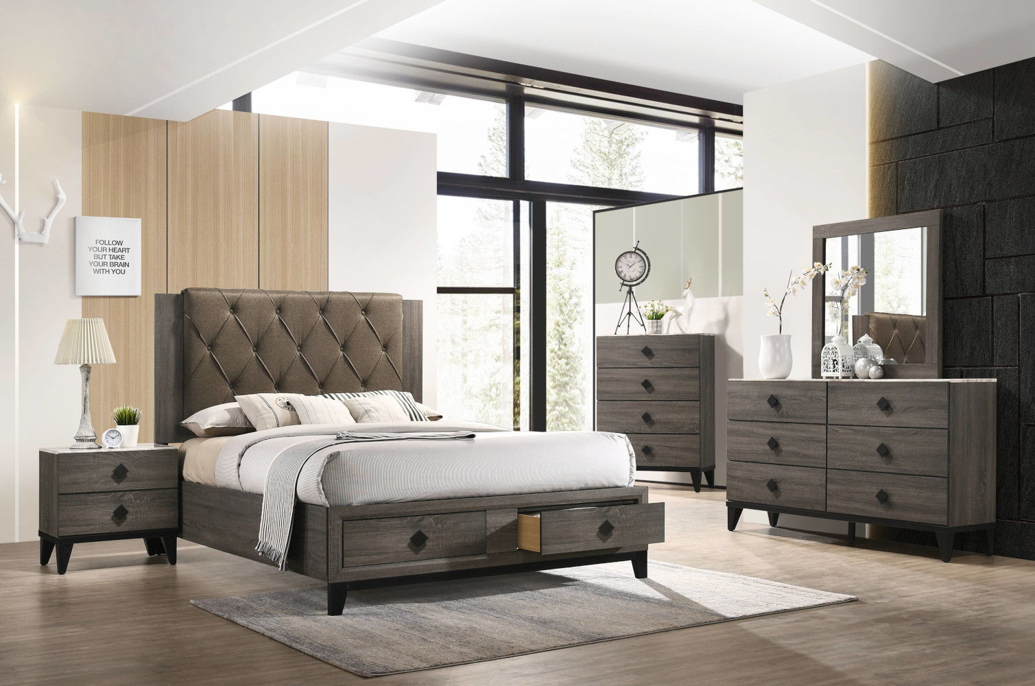 Avantika - Dresser - Faux Marble Top & Rustic Gray Oak - Urban Living Furniture (Los Angeles, CA)