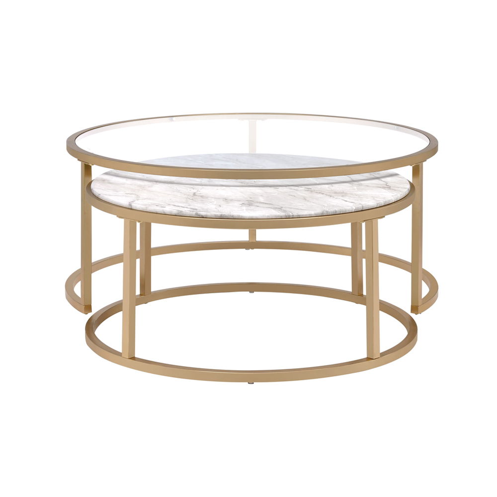Shanish - Nesting Table Set - Faux Marble Top & Gold - Urban Living Furniture (Los Angeles, CA)
