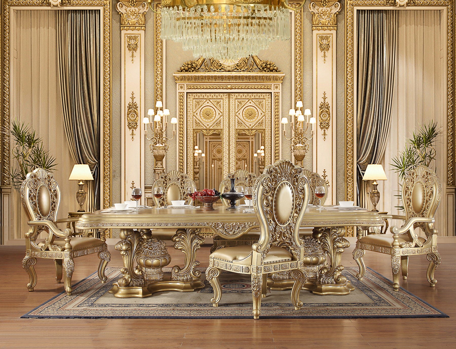Seville - Dining Table With Pedestal Base - Gold - Urban Living Furniture (Los Angeles, CA)