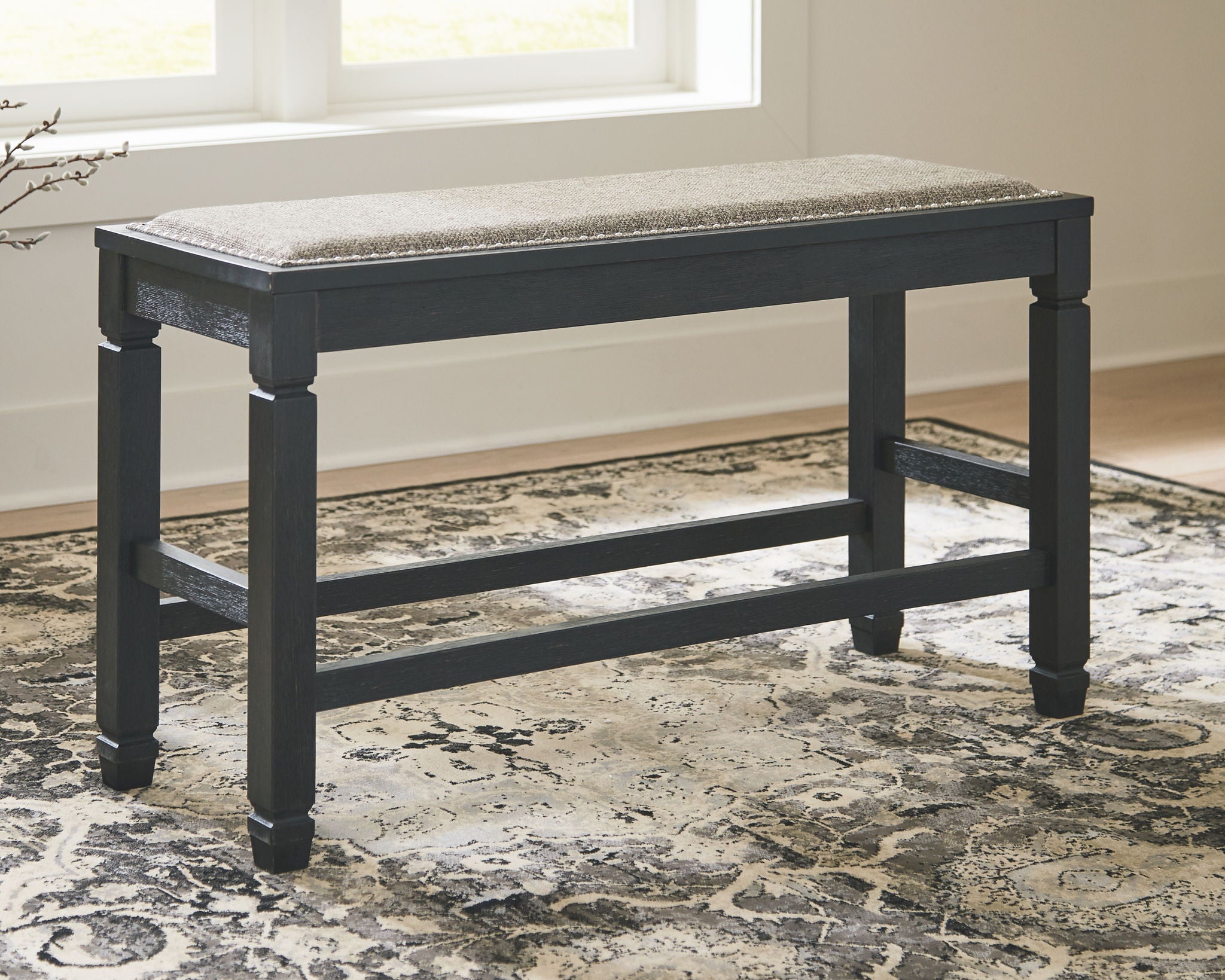 Tyler Creek - DBL Counter UPH Bench - Antique Black - Urban Living Furniture (Los Angeles, CA)