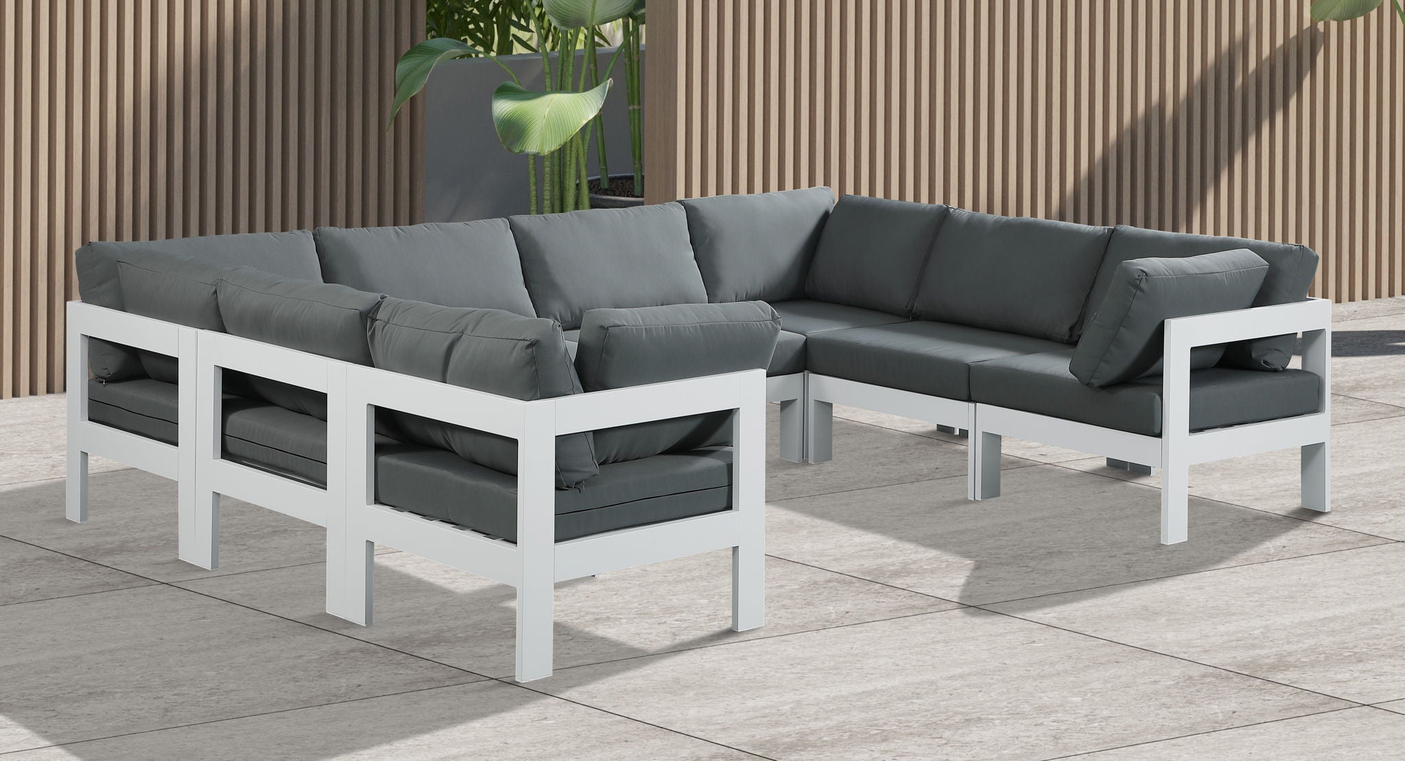 Nizuc - Outdoor Patio 8 Piece Modular Sectional With White Frame - Urban Living Furniture (Los Angeles, CA)