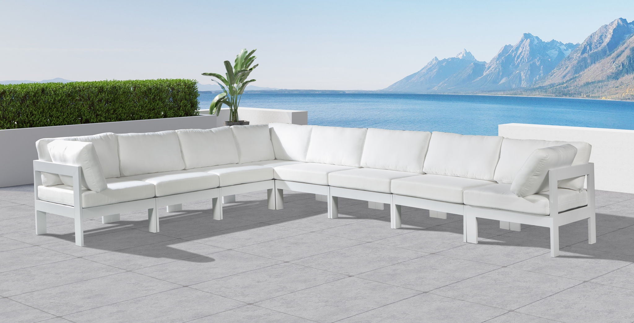 Nizuc - Outdoor Patio 8 Piece Modular Sectional With White Frame - Urban Living Furniture (Los Angeles, CA)