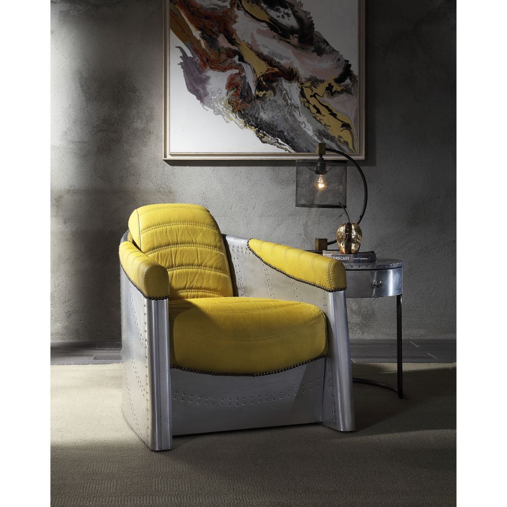 Brancaster - Accent Chair - Yellow Top Grain Leather & Aluminum - Urban Living Furniture (Los Angeles, CA)